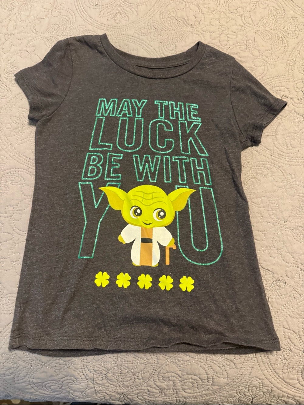 Star Wars Kids Gray Short-Sleeve Tee with Yellow Baby Yoda Graphic